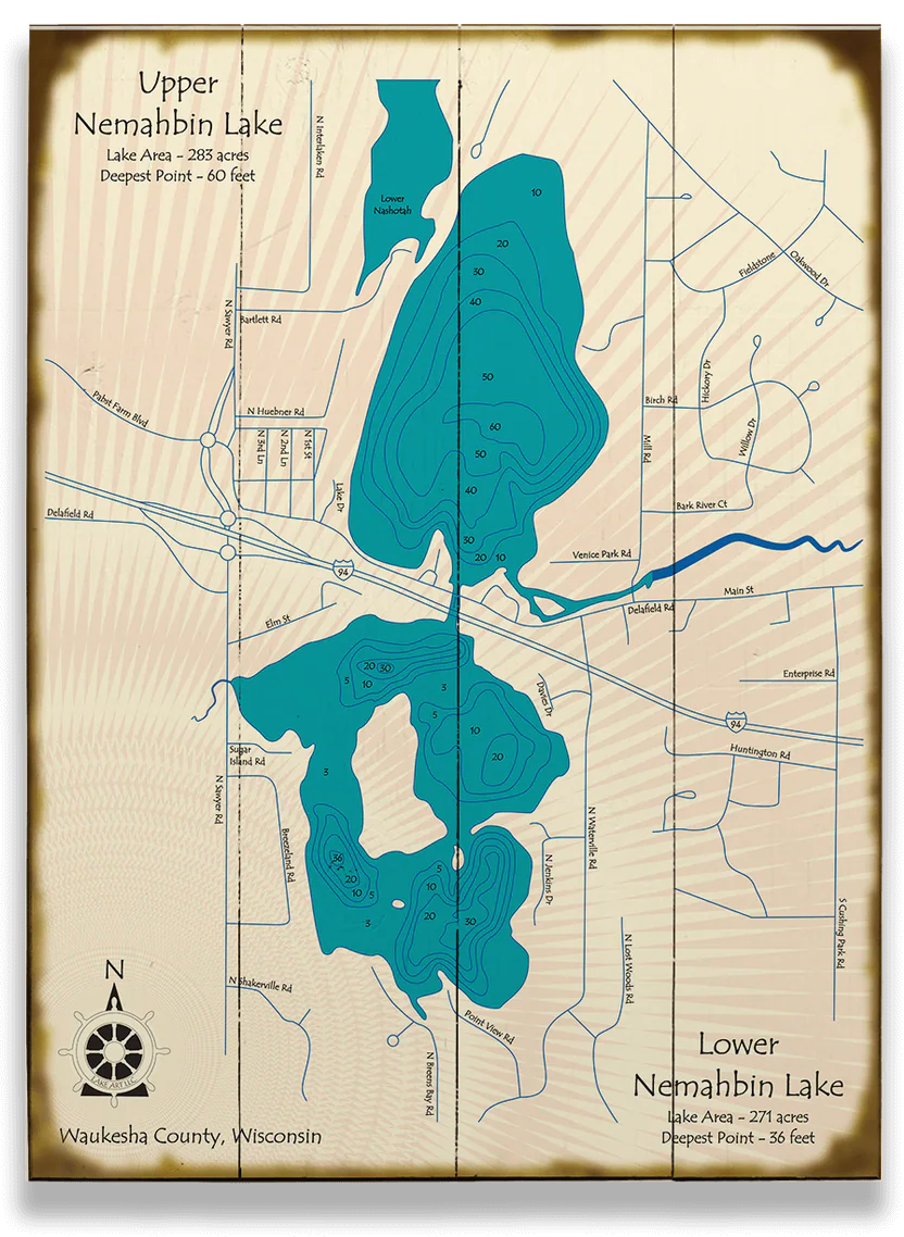 Picture of upper and lower nemahbin lakes