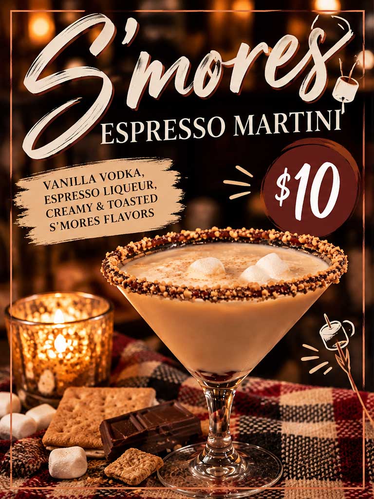 S'mores Martini drink special from Highwater Bar and Grill